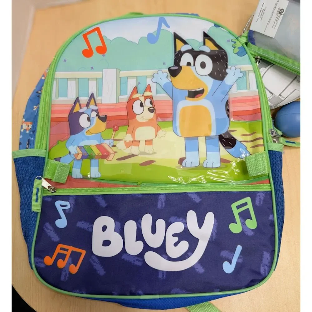 Bluey Backpack Five Piece Set with Insulated Lunch Box and Gadget Case NWT